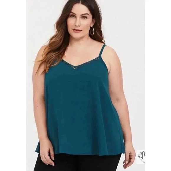 NWT Torrid Deep Teal Chiffon Sequin Cami Sz 00 (10) - Picture 1 of 5